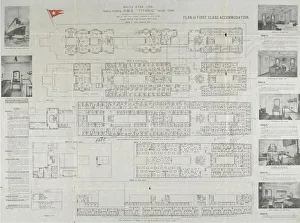 Kreuzfahrtschiffe Drucke: Der Titanic erste Klasse Deckplan aus dem Jahr 1911. Künstler unbekannt