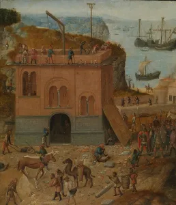 Old Testament Oil Painting Drucke: The Tower of Babel, c.1490. Creator: Anon