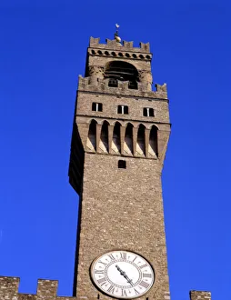 Palazzo Vecchio Tower Drucke: Detail of the tower of the Palazzo Vecchio