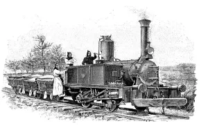 Black And White Mining Images Drucke: Train for the exploitation of kaolin, in the Trappist monastery of Soligny, France, 1901