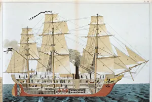 Oxford Science Archive Images Drucke: Transitional ship, 1886