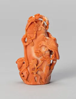 Baumförmiger Schnupftabakbehälter mit einem Falken und Bären, Qing-Dynastie (1644-1911), 1850-1900.