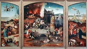 Drucke von Dreifaltigkeitswerk der Versuchung von Heiligen Antonius 1480 - 1516. Im Bestand der Königlichen Kunstsammlungen in Brüssel (Musees Royaux des Beaux-Arts de Belgique), Brussels, Belgium Hieronymus Bosch Drucke: Dreifachwerk der Versuchung des heiligen Antonius