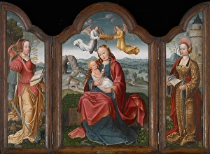 Renaissance Oil Painting Drucke: Triptych with the Virgin and Child