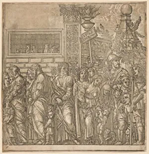 Chiaroscuro Woodcut Prints Drucke: The Triumph of Julius Caesar: Procession of Men, Women and Children, 1593-99. Creator