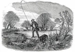 Black And White Fishing Images Drucke: Trolling for Jack - drawn by Duncan, 1850. Creator: Unknown