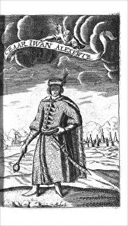 Copper Engraving History Drucke: Tsar Ivan V Alexeyevich (from Georg Adam Schleissing Derer beyden Czaaren in Reussland Iwan und Peter Alexewiz)