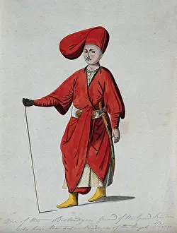 Watercolour Artwork England Drucke: A Turkish guardsman. Creator: Unknown