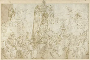 Brown Ink On Paper Art Drucke: A Turkish Procession, 1532