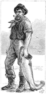 Wood Engraving Prints USA Drucke: Typical Cape Cod fisherman, 1875