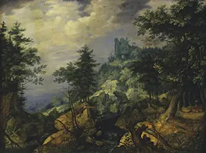 Drucke von Tiroler Landschaft (Die Flucht nach Ägypten), 1606 Kunst Der Nördlichen Renaissance Drucke: Tiroler Landschaft (Die Flucht nach Ägypten), 1606. Künstler: Roelandt Savery