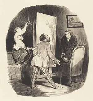 Honore Daumier Artwork Drucke: Une position difficile, 1847. Creator: Honore Daumier