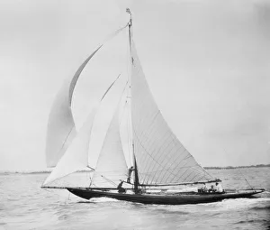 Gaff Rig Sailboats For Sale Drucke: Unknown cutter sailing with spinnaker. Creator: Kirk & Sons of Cowes