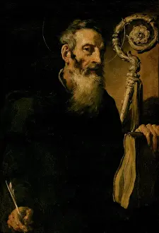 Italian Baroque Era Art Drucke: Unknown Saint Abbot (Saint Benedict?)