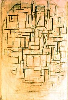 Drucke von Unertitelter ovale Komposition 1914 aus der Sammlung von Peggy Guggenheim Abstrakte Kunst Drucke: Unbezeichnet runder Komposition 1914, Künstler: Piet Mondrian