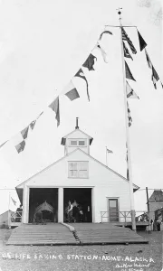 Early 20th Century American History Drucke: U.S. Life Saving Station, between c1900 and c1930. Creator: Unknown