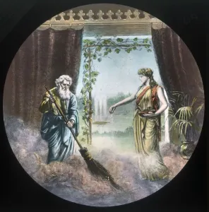 Christian Allegory Images Drucke: Using water to put out fire, c1910. Creator: Unknown