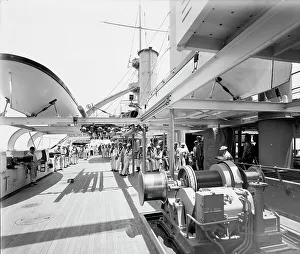 Black And White Maritime Images Drucke: U.S.S. Kentucky, superstructure deck, 1900 or 1901. Creator: Unknown
