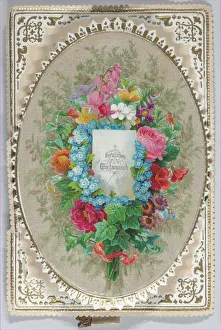 German Heritage Art Museum Drucke: Valentine - Mechanical, pull tab bouquet, ca. 1875. ca. 1875. Creator: Anon