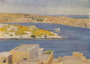 Vintage Colour Illustration Drucke: Valetta Harbour, 1924