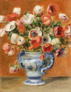 Blumevasen mit Anemonen, 1890. Schöpfer: Renoir, Pierre Auguste (1841-1919)