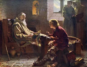 Drucke von Die Venerable Bede übersetzt den letzten Kapitel von Johanne im Jahr 1926 Bilder Datiert 2007 September: Der weise Beda übersetzt das letzte Kapitel von Johannes dem Evangelisten im Jahr 1926