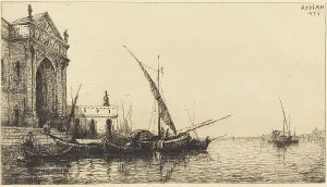 Black And White Cityscape Prints Drucke: At Venice, 1878. Creator: Adolphe Appian
