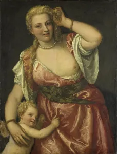 Venus And Cupid Painting Drucke: Venus and Cupid, 1575-1590. Creator: Unknown