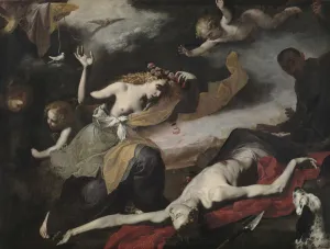 Oil On Canvas Artwork Italy Drucke: Venus Discovering the Dead Adonis, c. 1650. Creator: Unknown