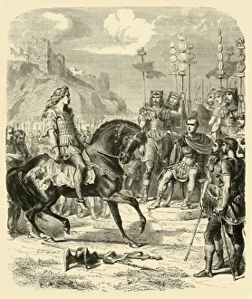 Vercingetorix Surrender Drucke: Vercingetorix Before Caesar, 1890. Creator: Unknown
