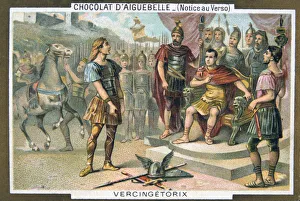 Ancient Rome History Drucke: Vercingetorix surrenders to Julius Caesar, c46 BC, (19th century)