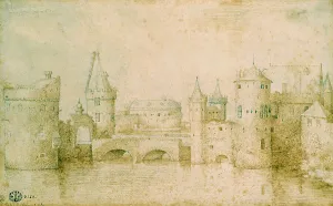 Pieter Bruegel The Elder Art Drucke: View of the ancient fortifications of Amsterdam