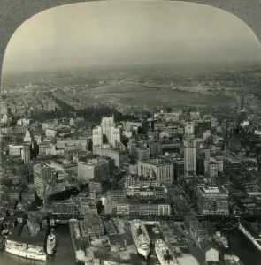 Keystone View Company Prints Drucke: View over Boston, Mass. from an Airplane, c1930s. Creator: Unknown