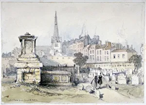 Victorian Era London Streets Drucke: View of Bunhill Row from Bunhill Fields, Finsbury, Islington, London, c1860. Artist