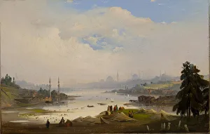 Romanticism Landscape Art Drucke: View of the Constantinople, 1843