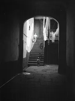 New Orleans Architecture Drucke: View of a courtyard through an arched passageway