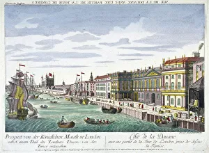 Custom House London Drucke: View of Custom House and River Thames, London, c1760. Artist: George Godofroid Winkler