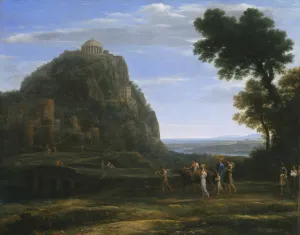 French Baroque Art Gallery Drucke: View of Delphi with a Procession, 1673. Creator: Claude Lorrain