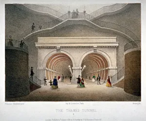 London Underground History Drucke: View of the entrance to the Thames Tunnel, London, 1854. Artist: Jules Louis Arnout
