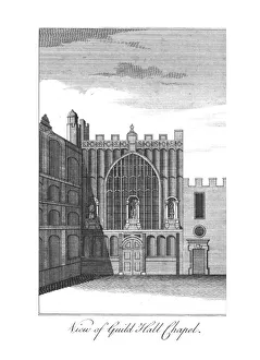 London Cityscape 18th Century Drucke: View of Guild Hall Chapel. c1775