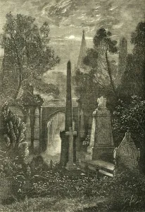 Ansicht in Highgate Cemetery, um 1876. Schöpfer: Unbekannt.