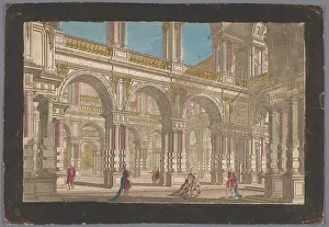 Anonymous Watercolour Art Drucke: View of the interior of a structure, 1700-1799. Creator: Anon