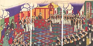 Blick auf die Verkündigung der Verfassung, März 1889. Schöpfer: Kunitoshi