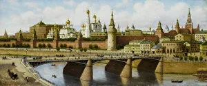 Kremlin Architecture Drucke: View of the Kremlin from the Moskvoretsky Bridge. Artist: Vereshchagin, Pyotr Petrovich