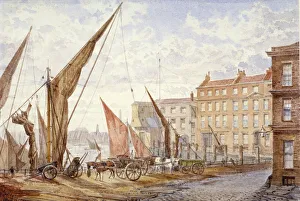 British Shipping Industry History Drucke: View of Maidstone Wharf, Queenhithe, City of London, 1865. Artist: Alfred Slocombe