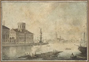 Neva River Landscape Drucke: View of the Neva and the Academy of Sciences