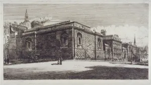 Blick auf das Gefängnis Neugate, Alte Kriegsgefangenschaft (Old Bailey), von der Neugatenstraße in der Stadt London um 1900. Maler