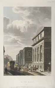 Horse Drawn Vehicles UK Drucke: View of Old Bailey, looking north, City of London, 1814. Artist: Rudolph Ackermann
