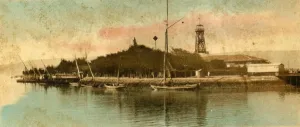 Hand Coloured Postcards Drucke: View of the Port Tewfiek, c1918-c1939. Creator: Unknown
