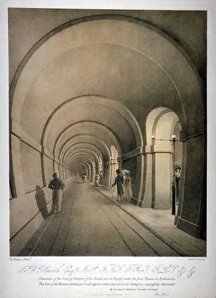 London Underground History Drucke: View of the (proposed) western archway of the Thames Tunnel, London, c1831